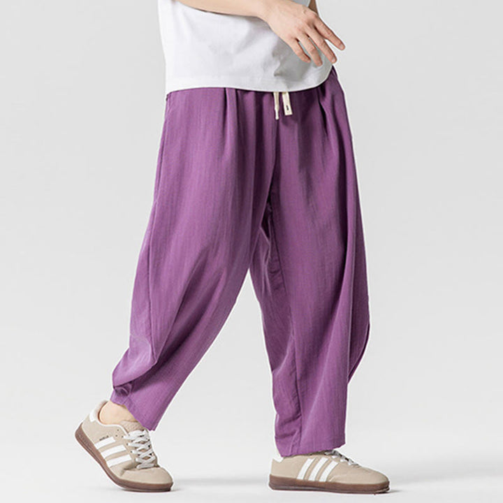 Pantalon d'été en coton à cordon de serrage pour homme, longueur cheville, avec poches, motif Buddha Stones - image 31