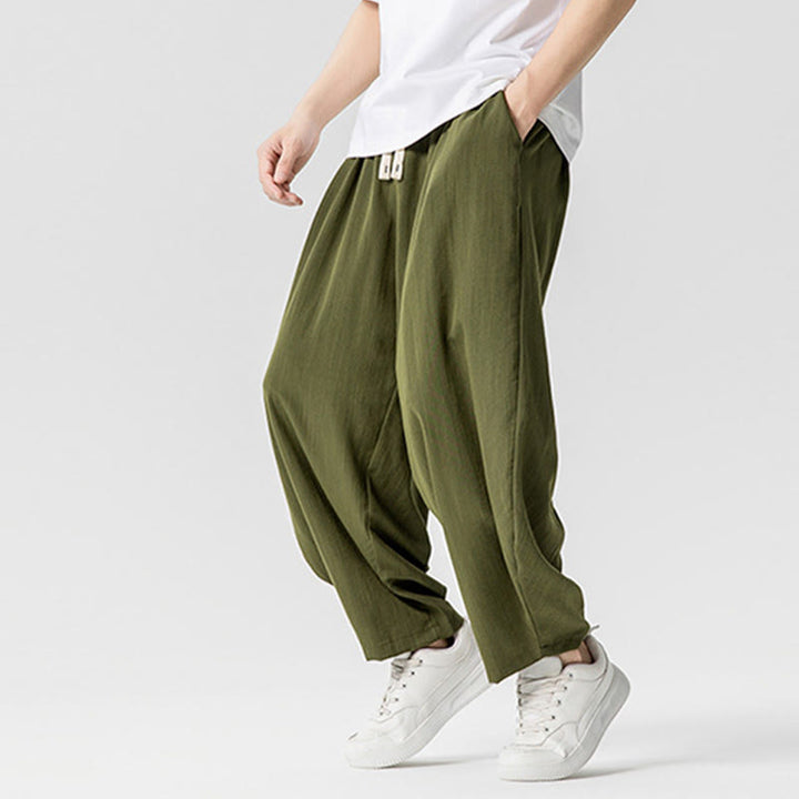 Pantalon d'été en coton à cordon de serrage pour homme, longueur cheville, avec poches, motif Buddha Stones - image 25