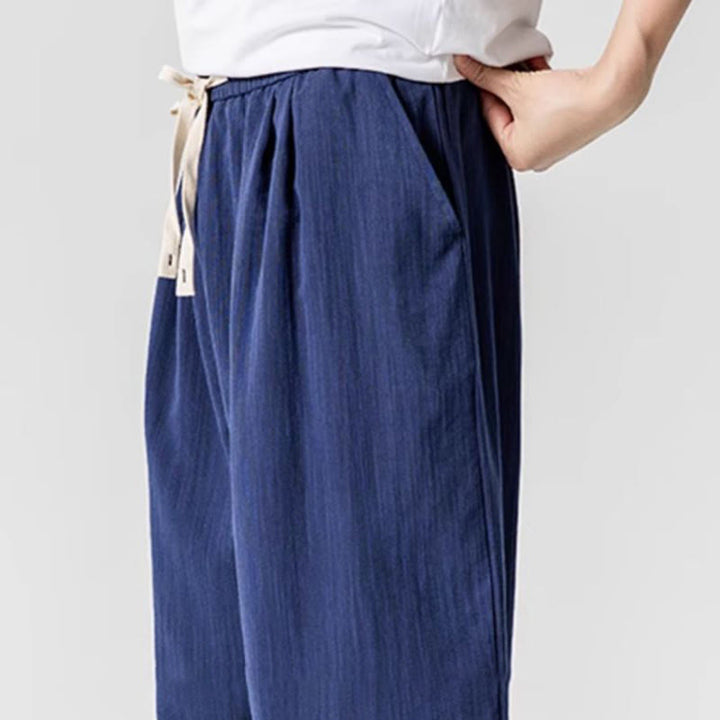 Pantalon d'été en coton à cordon de serrage pour homme, longueur cheville, avec poches, motif Buddha Stones - image 9