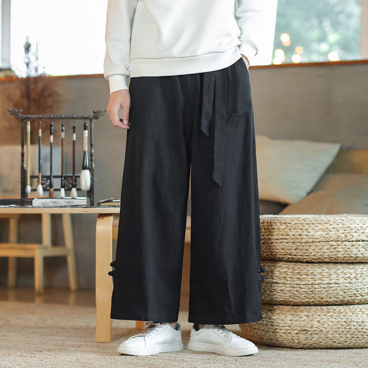 Pantalon large en coton avec cordon de serrage et poches pour homme, motif de Buddha Stones , motif grenouille chinoise - Noir - US/UK/AU46，EU56 (5XL) - image 13