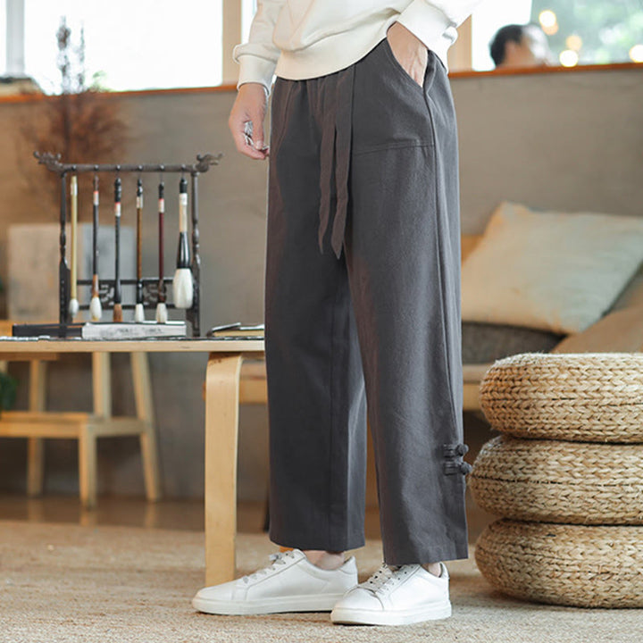 Pantalon large en coton avec cordon de serrage et poches pour homme, motif de Buddha Stones , motif grenouille chinoise - image 5