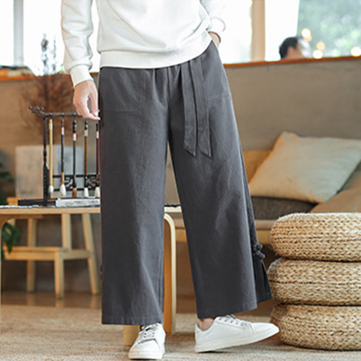 Pantalon large en coton avec cordon de serrage et poches pour homme, motif de Buddha Stones , motif grenouille chinoise - image 2