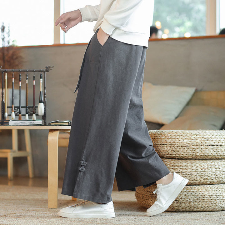 Pantalon large en coton avec cordon de serrage et poches pour homme, motif de Buddha Stones , motif grenouille chinoise - image 3