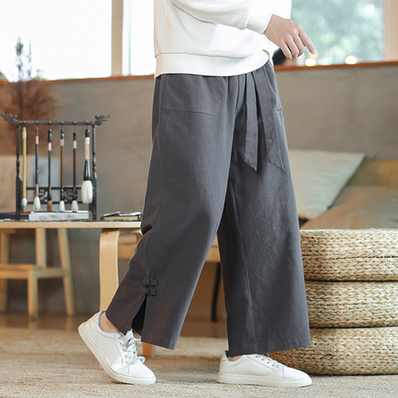 Pantalon large en coton avec cordon de serrage et poches pour homme, motif de Buddha Stones , motif grenouille chinoise - Gris ardoise clair - US/UK/AU46，EU56 (5XL) - image 0