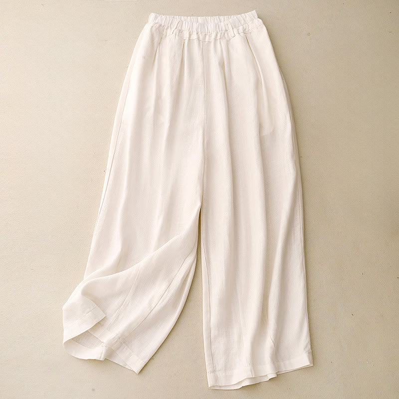 Pantalon large en coton uni avec poches pour femme Motif Buddha Stones - Coquillage - US8-10，UK/AU12-14，EU40-42 (2XL) - image 6