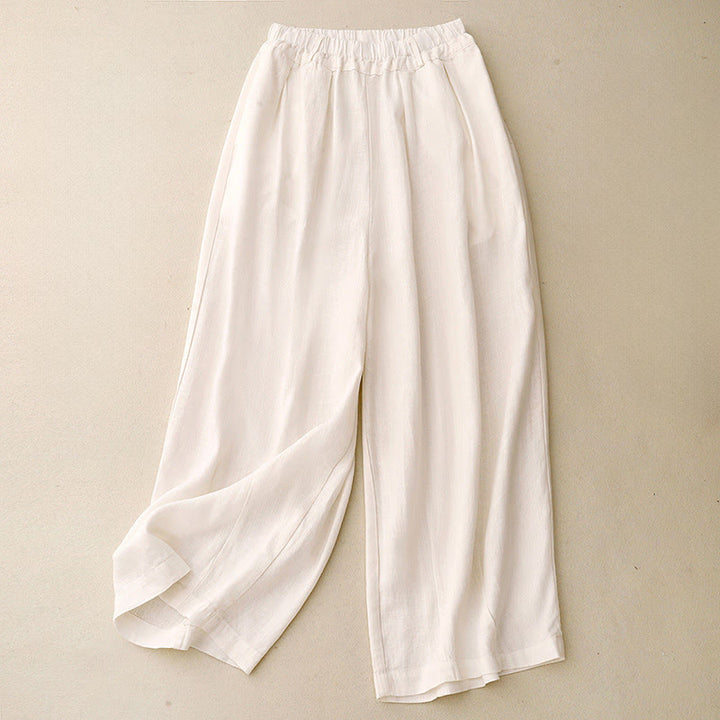 Pantalon large en coton uni avec poches pour femme Motif Buddha Stones - Coquillage - US8-10，UK/AU12-14，EU40-42 (2XL) - image 6