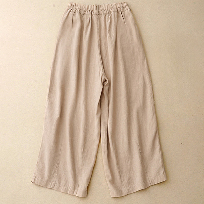 Pantalon large en coton uni avec poches pour femme Motif Buddha Stones - image 12