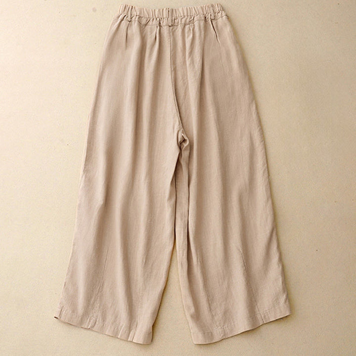 Pantalon large en coton uni avec poches pour femme Motif Buddha Stones - image 12