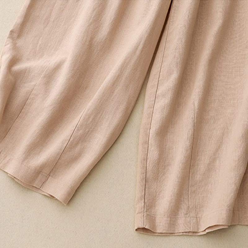 Pantalon large en coton uni avec poches pour femme Motif Buddha Stones - image 17