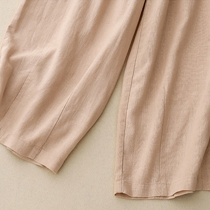Pantalon large en coton uni avec poches pour femme Motif Buddha Stones - image 17