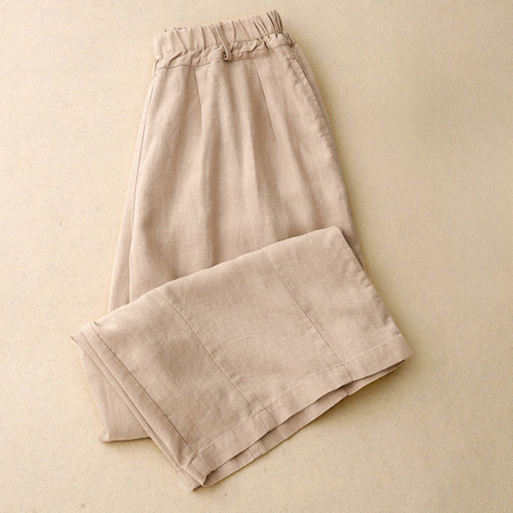 Pantalon large en coton uni avec poches pour femme Motif Buddha Stones - image 14