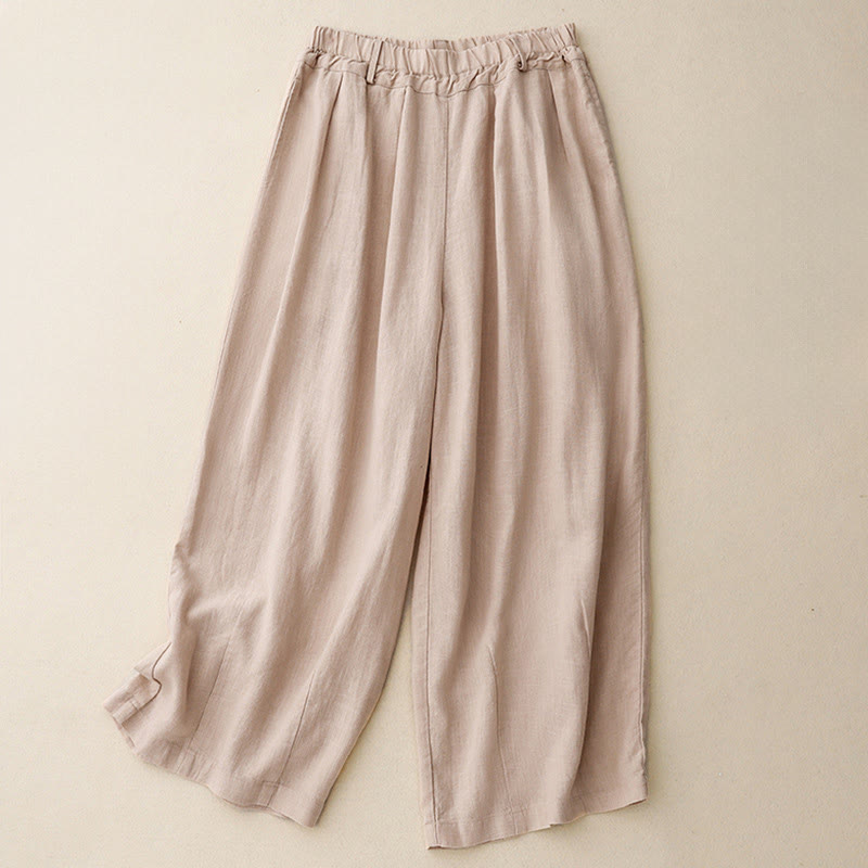 Pantalon large en coton uni avec poches pour femme Motif Buddha Stones - Bisque - US8-10，UK/AU12-14，EU40-42 (2XL) - image 11