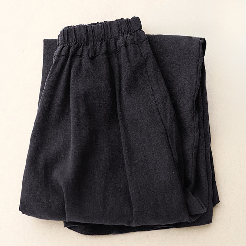 Pantalon large en coton uni avec poches pour femme Motif Buddha Stones - image 26