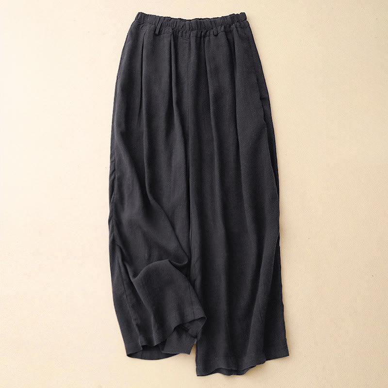 Pantalon large en coton uni avec poches pour femme Motif Buddha Stones - Bleu nuit - US8-10，UK/AU12-14，EU40-42 (2XL) - image 22
