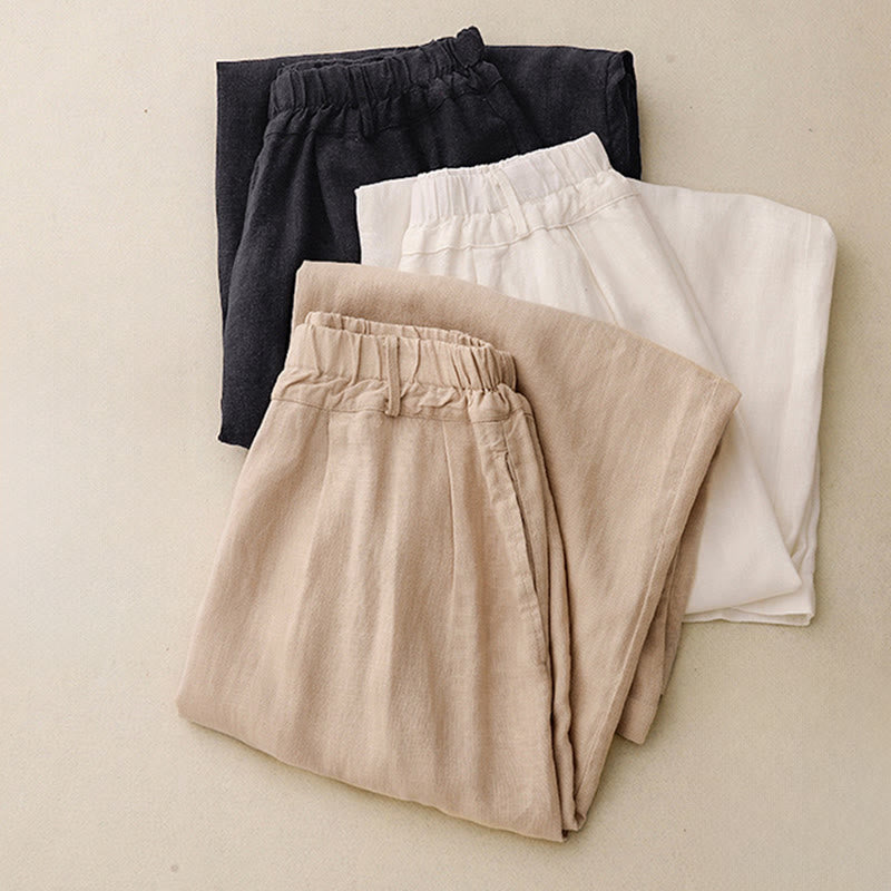 Pantalon large en coton uni avec poches pour femme Motif Buddha Stones - image 28