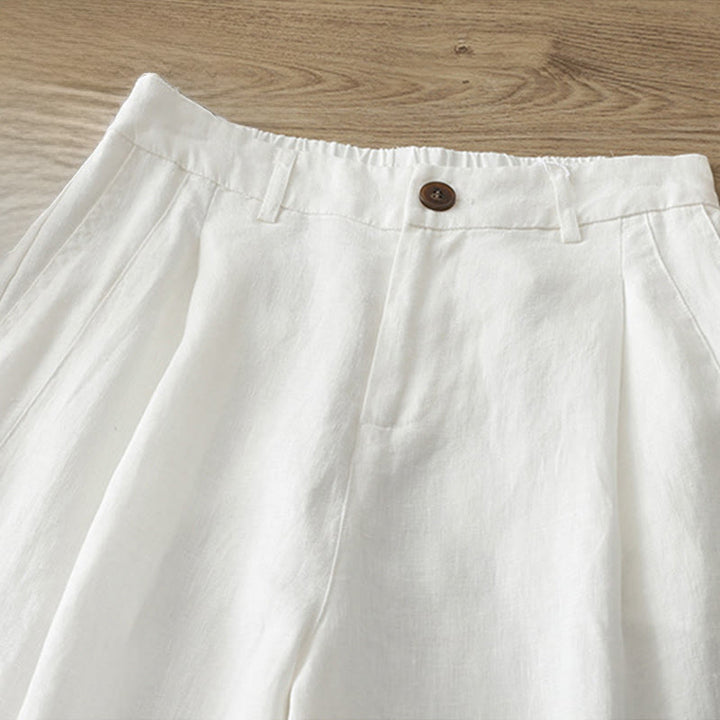 Pantalon large boutonné en coton uni avec poches pour femme Buddha Stones - image 7