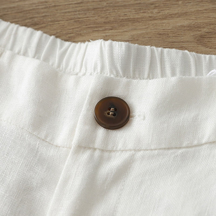 Pantalon large boutonné en coton uni avec poches pour femme Buddha Stones - image 9