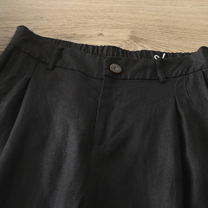 Pantalon large boutonné en coton uni avec poches pour femme Buddha Stones - image 17
