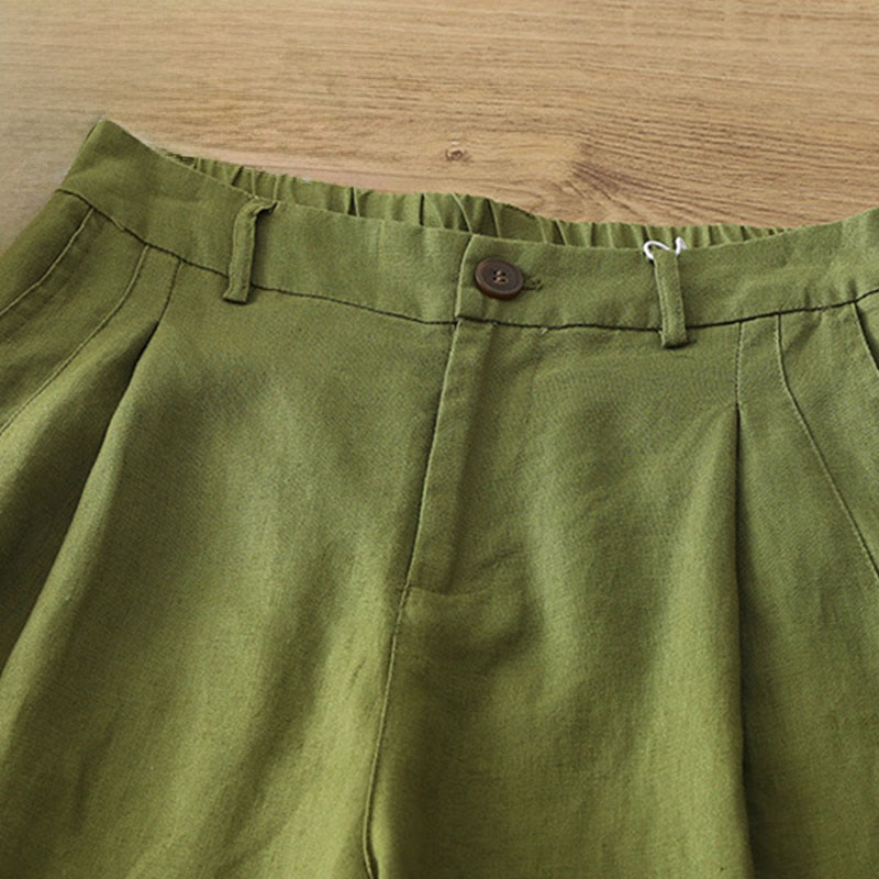 Pantalon large boutonné en coton uni avec poches pour femme Buddha Stones - image 21