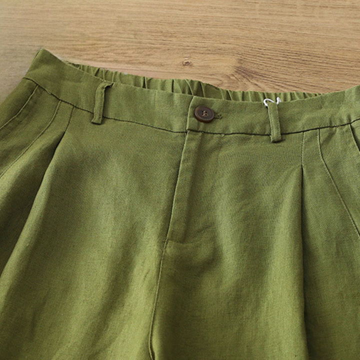 Pantalon large boutonné en coton uni avec poches pour femme Buddha Stones - image 21