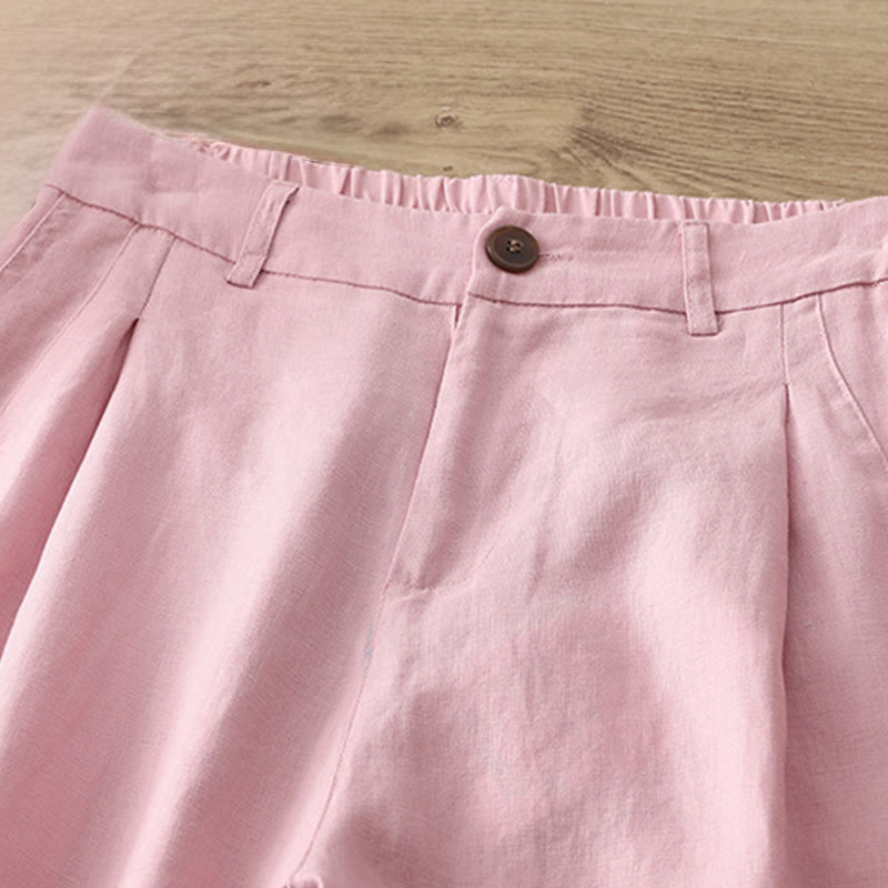 Pantalon large boutonné en coton uni avec poches pour femme Buddha Stones - image 27