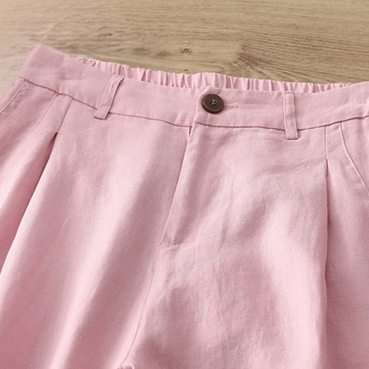 Pantalon large boutonné en coton uni avec poches pour femme Buddha Stones - image 27