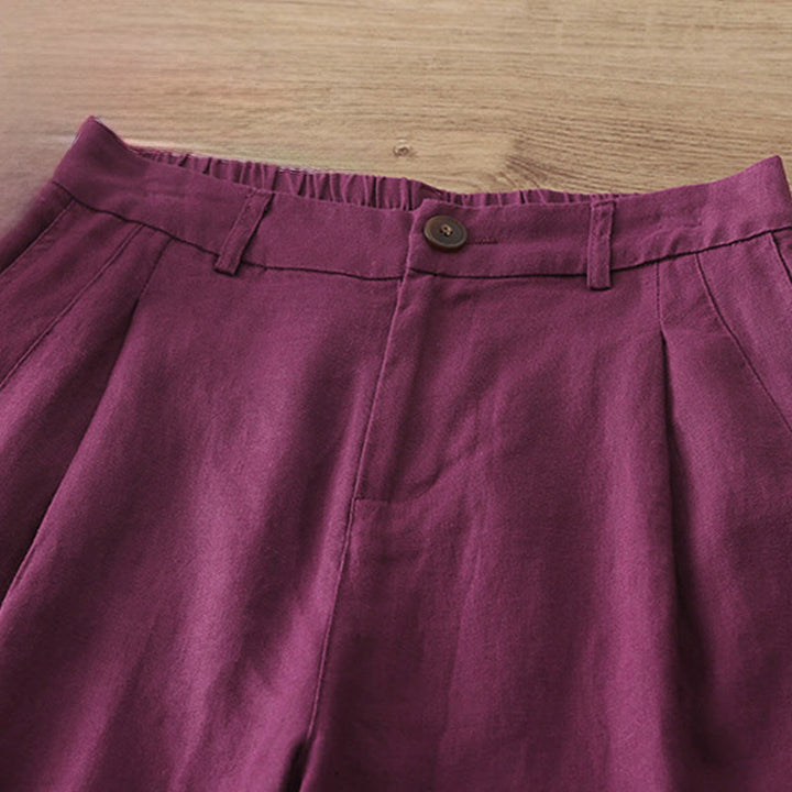 Pantalon large boutonné en coton uni avec poches pour femme Buddha Stones - image 31