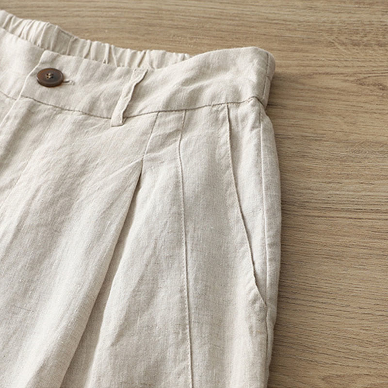 Pantalon large boutonné en coton uni avec poches pour femme Buddha Stones - image 36