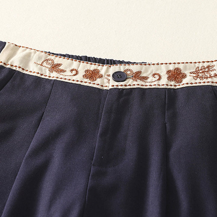 Pantalon large en polyester avec poches et motif brodé de Buddha Stones pour femme - image 17