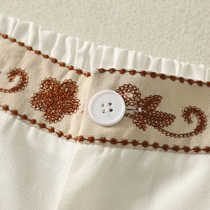 Pantalon large en polyester avec poches et motif brodé de Buddha Stones pour femme - image 4
