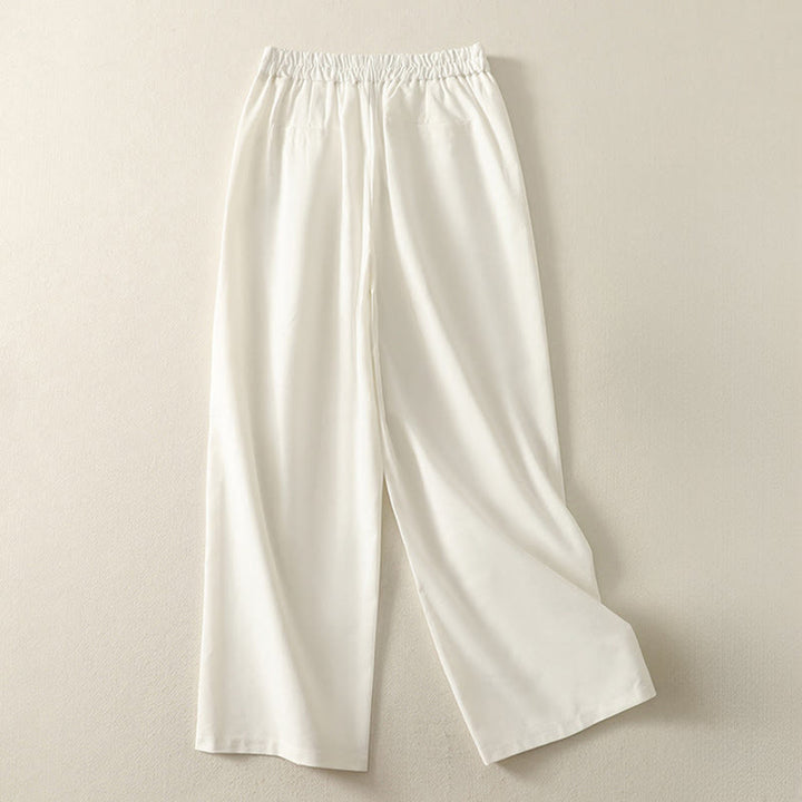 Pantalon large en polyester avec poches et motif brodé de Buddha Stones pour femme - image 2