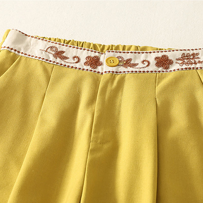 Pantalon large en polyester avec poches et motif brodé de Buddha Stones pour femme - image 11