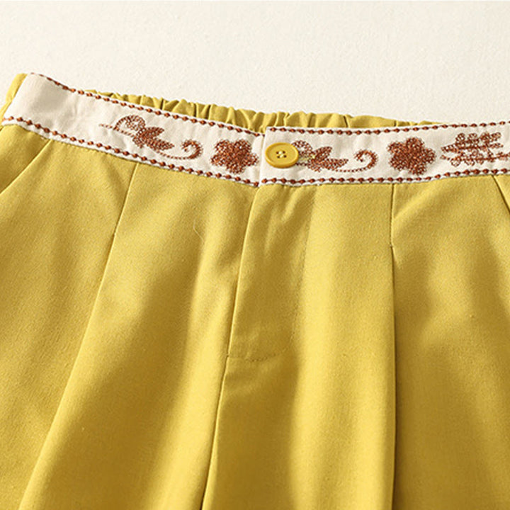 Pantalon large en polyester avec poches et motif brodé de Buddha Stones pour femme - image 11