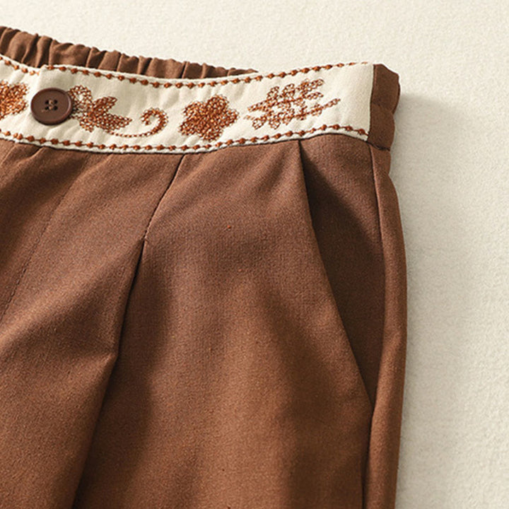 Pantalon large en polyester avec poches et motif brodé de Buddha Stones pour femme - image 22