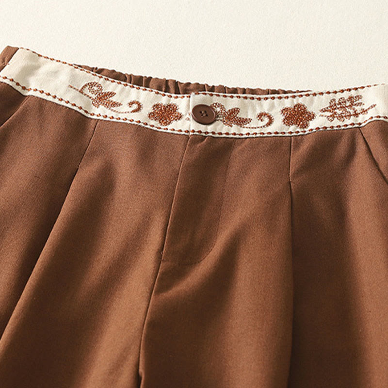 Pantalon large en polyester avec poches et motif brodé de Buddha Stones pour femme - image 21