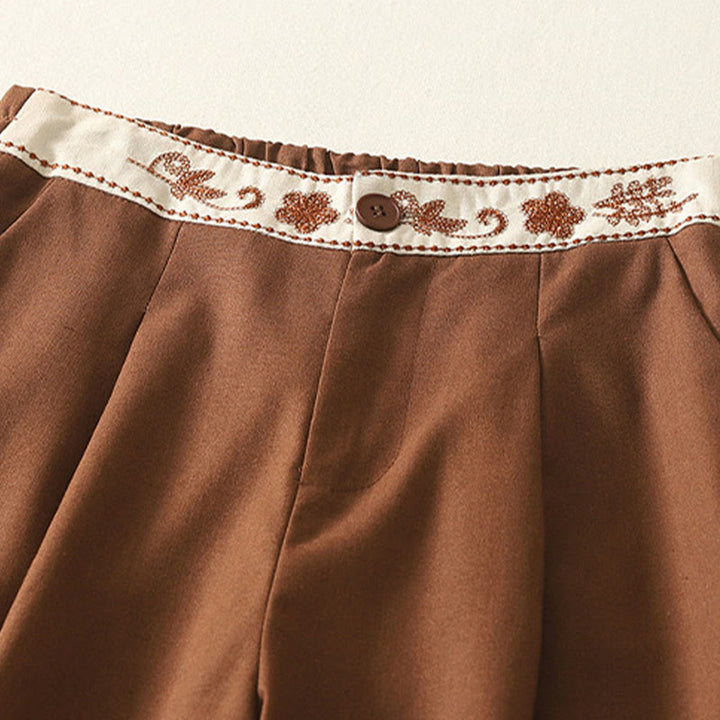 Pantalon large en polyester avec poches et motif brodé de Buddha Stones pour femme - image 21