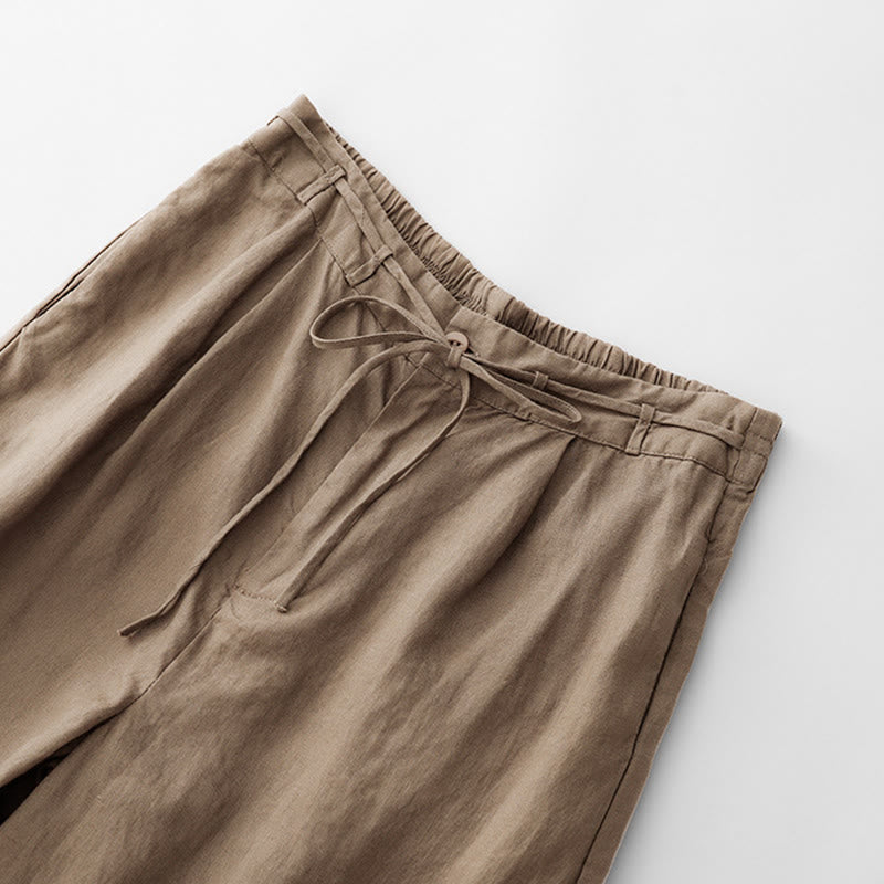 Pantalon décontracté en coton uni avec poches pour femme Buddha Stones - image 1