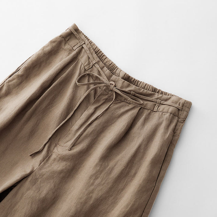 Pantalon décontracté en coton uni avec poches pour femme Buddha Stones - image 1