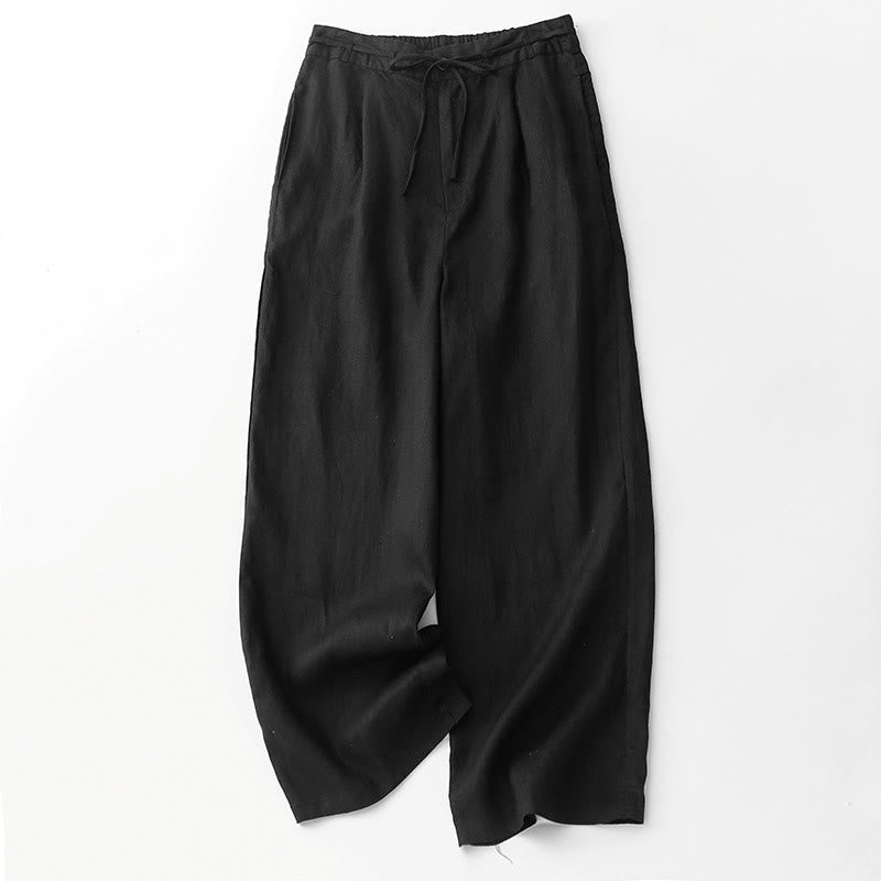 Pantalon décontracté en coton uni avec poches pour femme Buddha Stones - Noir - US8-10，UK/AU12-14，EU40-42 (2XL) - image 8