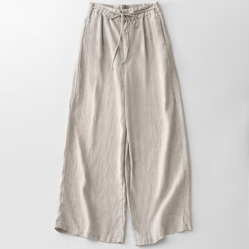 Pantalon décontracté en coton uni avec poches pour femme Buddha Stones - Fumée blanche - US8-10，UK/AU12-14，EU40-42 (2XL) - image 14