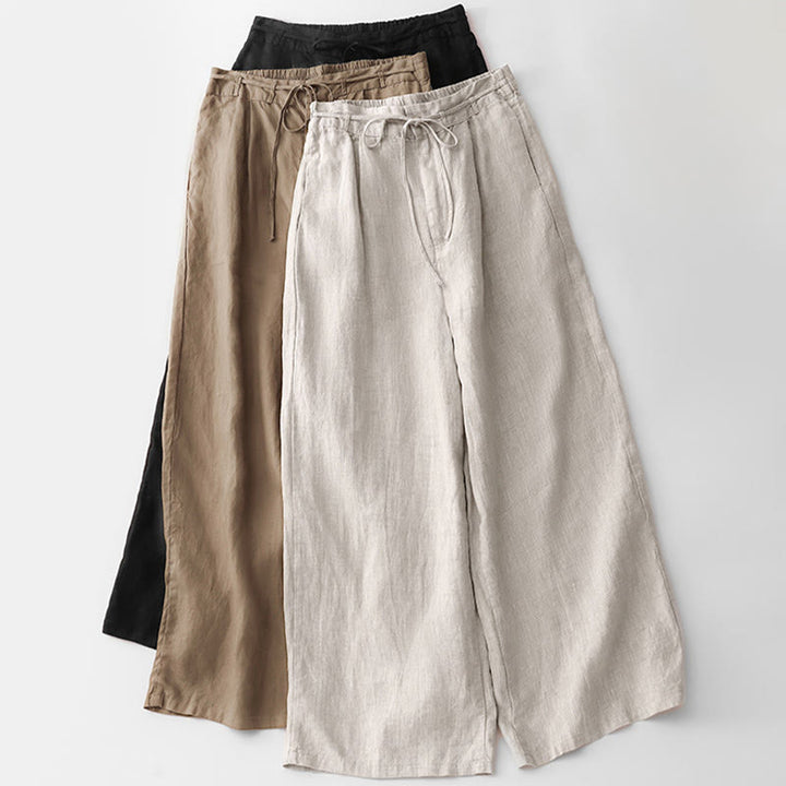 Pantalon décontracté en coton uni avec poches pour femme Buddha Stones - image 25