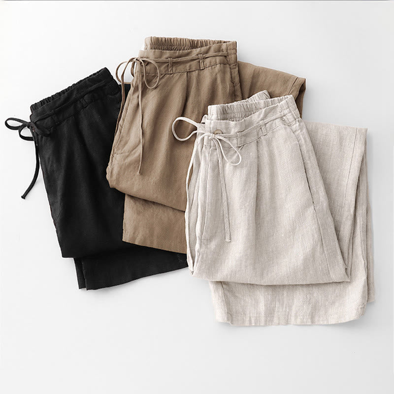Pantalon décontracté en coton uni avec poches pour femme Buddha Stones - image 27