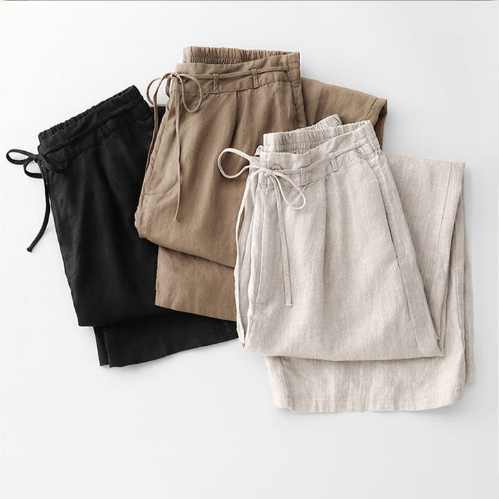 Pantalon décontracté en coton uni avec poches pour femme Buddha Stones - image 27