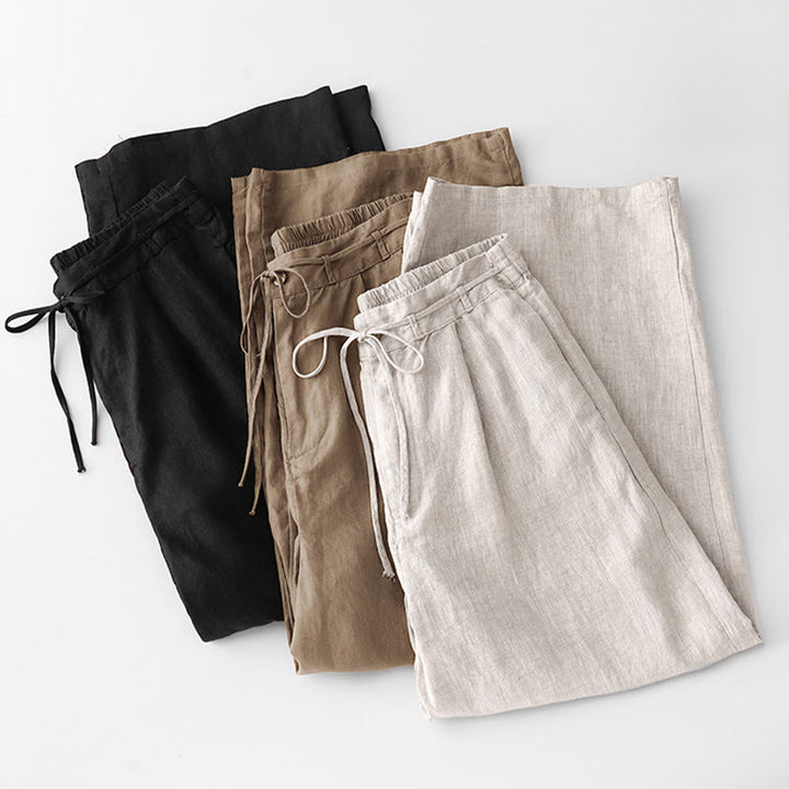 Pantalon décontracté en coton uni avec poches pour femme Buddha Stones - image 28