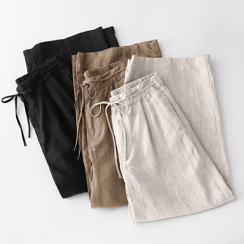 Pantalon décontracté en coton uni avec poches pour femme Buddha Stones - image 28
