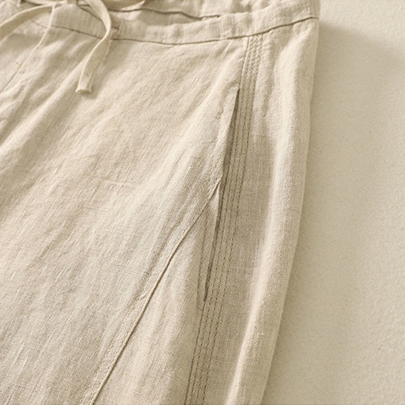 Pantalon décontracté en coton uni avec poches Buddha Stones pour femme - image 2
