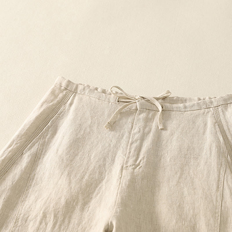 Pantalon décontracté en coton uni avec poches Buddha Stones pour femme - image 1