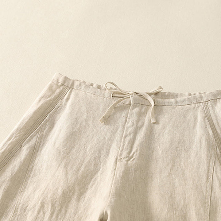 Pantalon décontracté en coton uni avec poches Buddha Stones pour femme - image 1