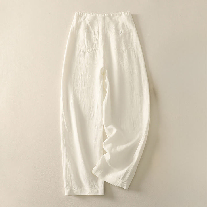 Pantalon décontracté en coton uni avec poches Buddha Stones pour femme - Lin - US8-10，UK/AU12-14，EU40-42 (2XL) - image 5