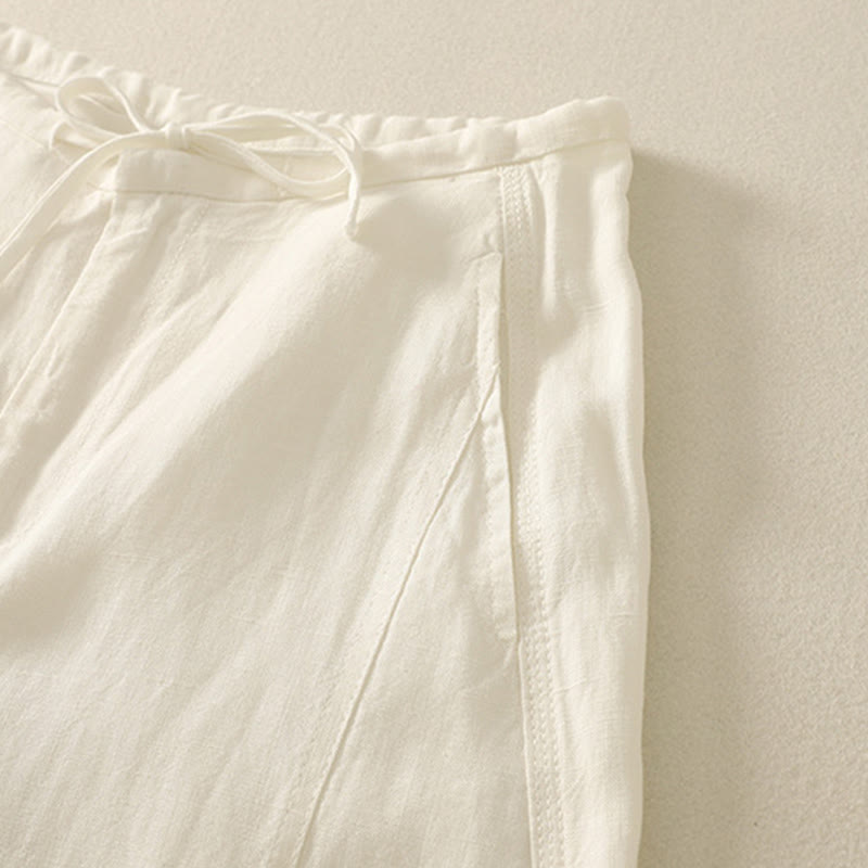 Pantalon décontracté en coton uni avec poches Buddha Stones pour femme - image 6